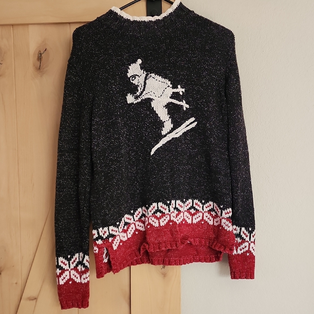 Christopher & Banks Black and Red Ski Sweater